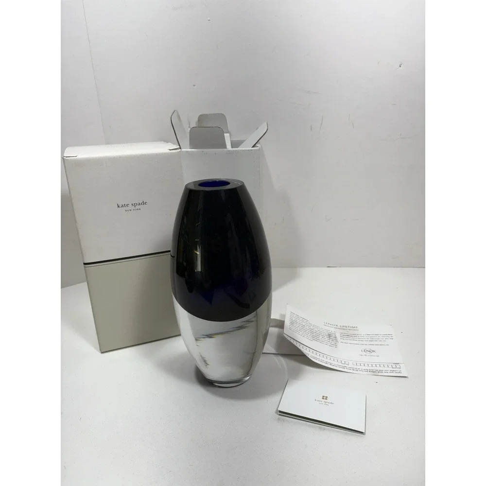 Kate Spade NY‎ Lenox Garden Street Vase Cobalt Blue & Crystal 9.5